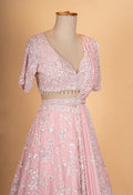 Soft Pink Embroidered Lehenga Choli Set with Dupatta for Women