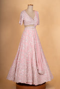 Soft Pink Embroidered Lehenga Choli Set with Dupatta for Women