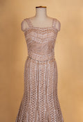 Champagne Gold Embroidered Lehenga Set with Net Dupatta for Women