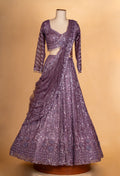 Plum Purple | Plum purple lehenga with embellished blouse and flared skirt | 2