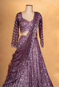 Plum Purple | Purple wedding lehenga choli with sequin and thread embroidery | 3