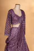 Plum Purple | Designer plum lehenga set with modern drape dupatta by ASMA | 4