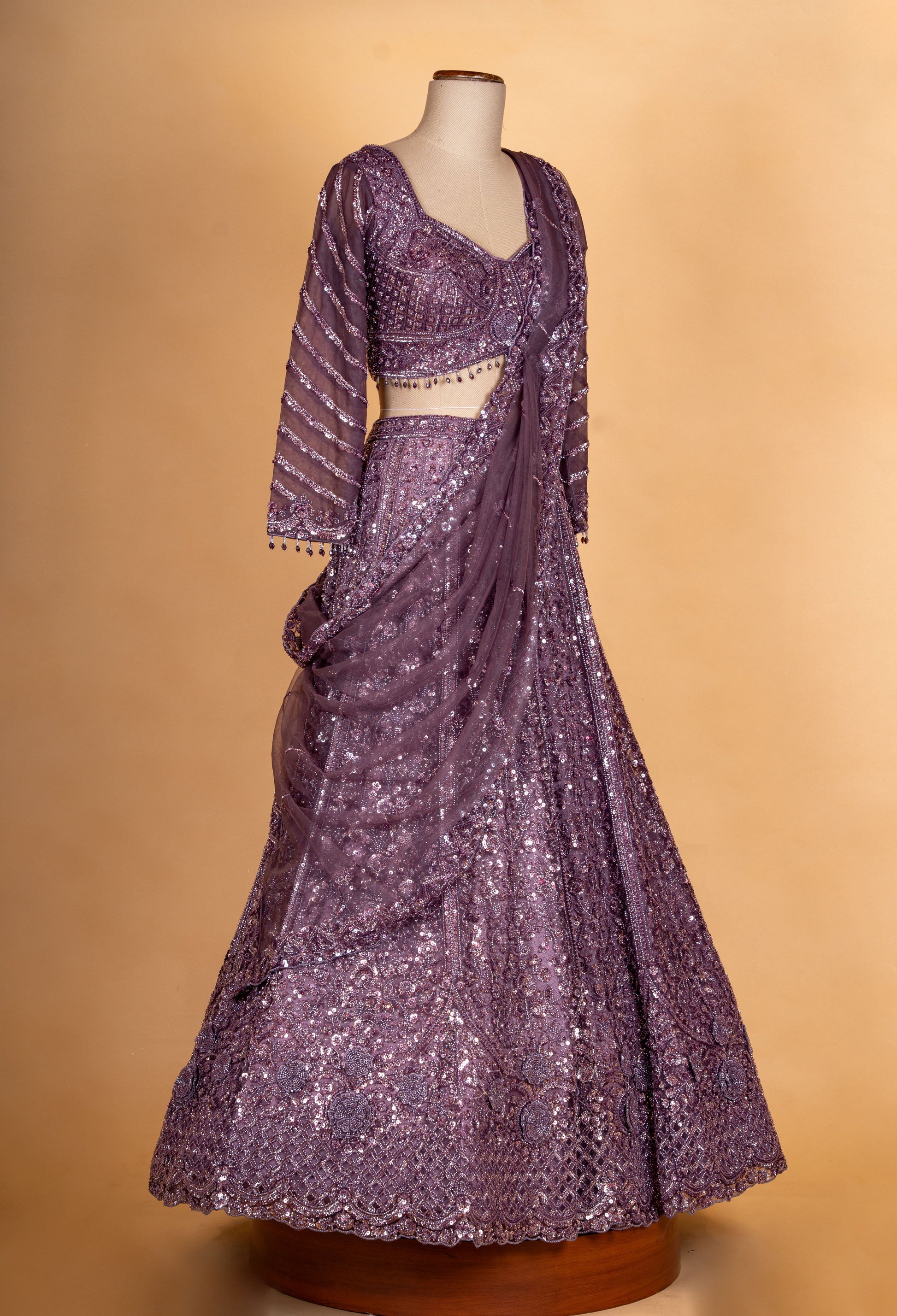 Plum Purple | Plum purple embroidered lehenga for receptions and sangeet events | 5