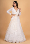Ivory White Heavy Embroidered Lehenga Choli Set with Net Dupatta for Women