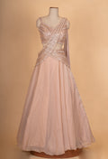Blush Pink Sequin Embroidered Lehenga Set with Drape Dupatta for Women