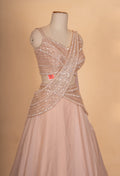 Blush Pink Sequin Embroidered Lehenga Set with Drape Dupatta for Women