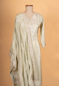 Elegant Sage Green Embroidered Silk Kurta Set with Dupatta for Women