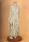 Elegant Sage Green Embroidered Silk Kurta Set with Dupatta for Women