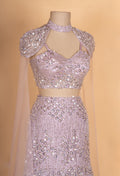 Designer Mauve Embellished Lehenga Choli with Cape Dupatta | Luxury Party Wear Set