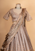 Elegant Bronze Gold Embroidered Lehenga Choli with Pleated Dupatta | Designer Wedding Wear