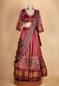 Royal Maroon Handcrafted Bridal Lehenga Set with Intricate Heritage Weave & Dupatta