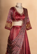 Royal Maroon Handcrafted Bridal Lehenga Set with Intricate Heritage Weave & Dupatta