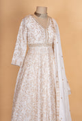 Ivory & Gold Embroidered Anarkali Suit Set with Dupatta for Women