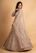 Luxury Champagne Beige Embroidered Lehenga with Sheer Sequin Dupatta | Designer Wedding Wear