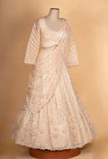 Elegant Champagne Embroidered Bridal Lehenga Set with Dupatta for Women