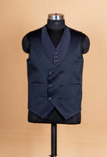 Premium Navy Blue Textured Tuxedo Suit for Men | Designer 3-Piece Wedding & Party Wear Suit