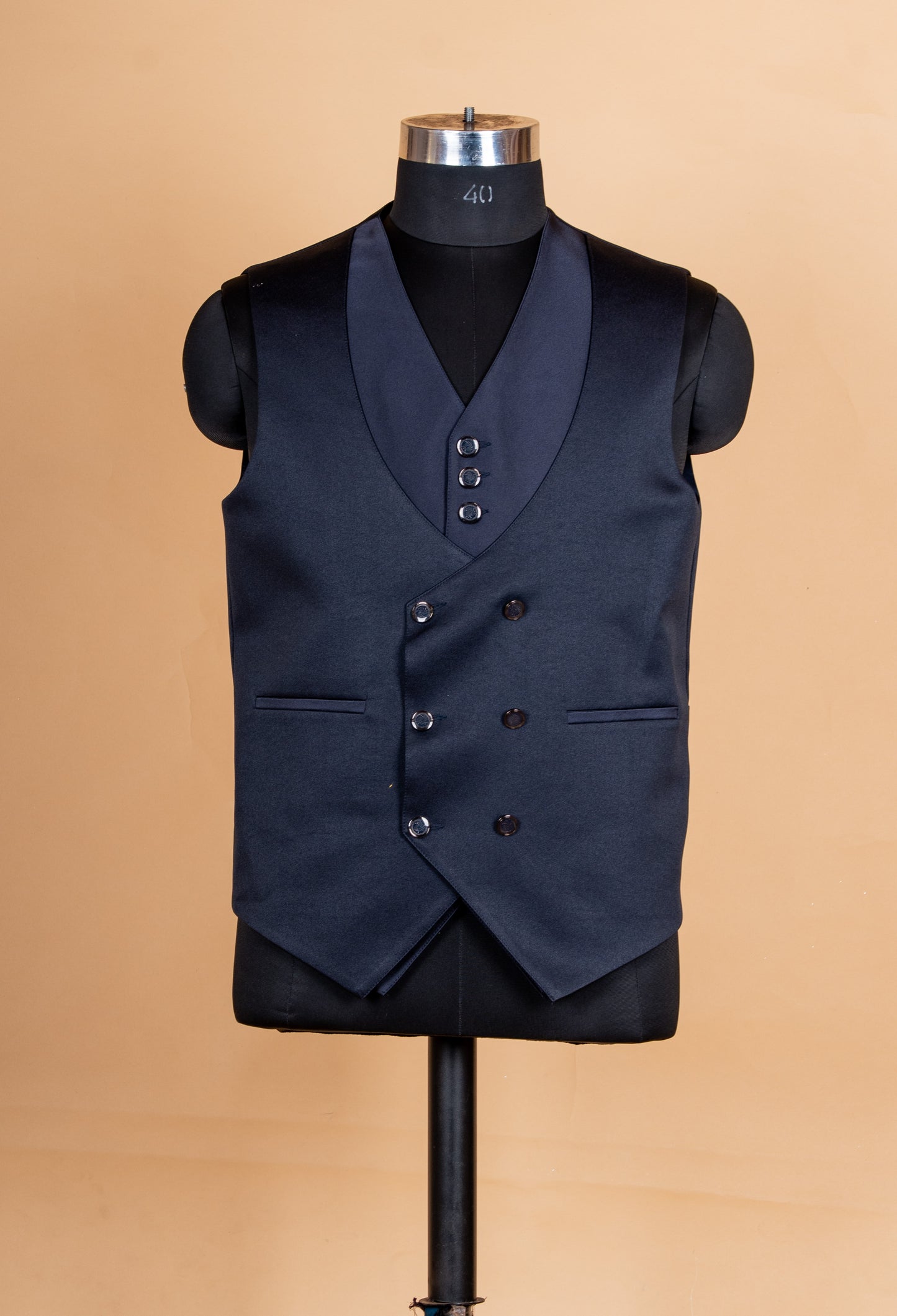 Premium Navy Blue Textured Tuxedo Suit for Men | Designer 3-Piece Wedding & Party Wear Suit