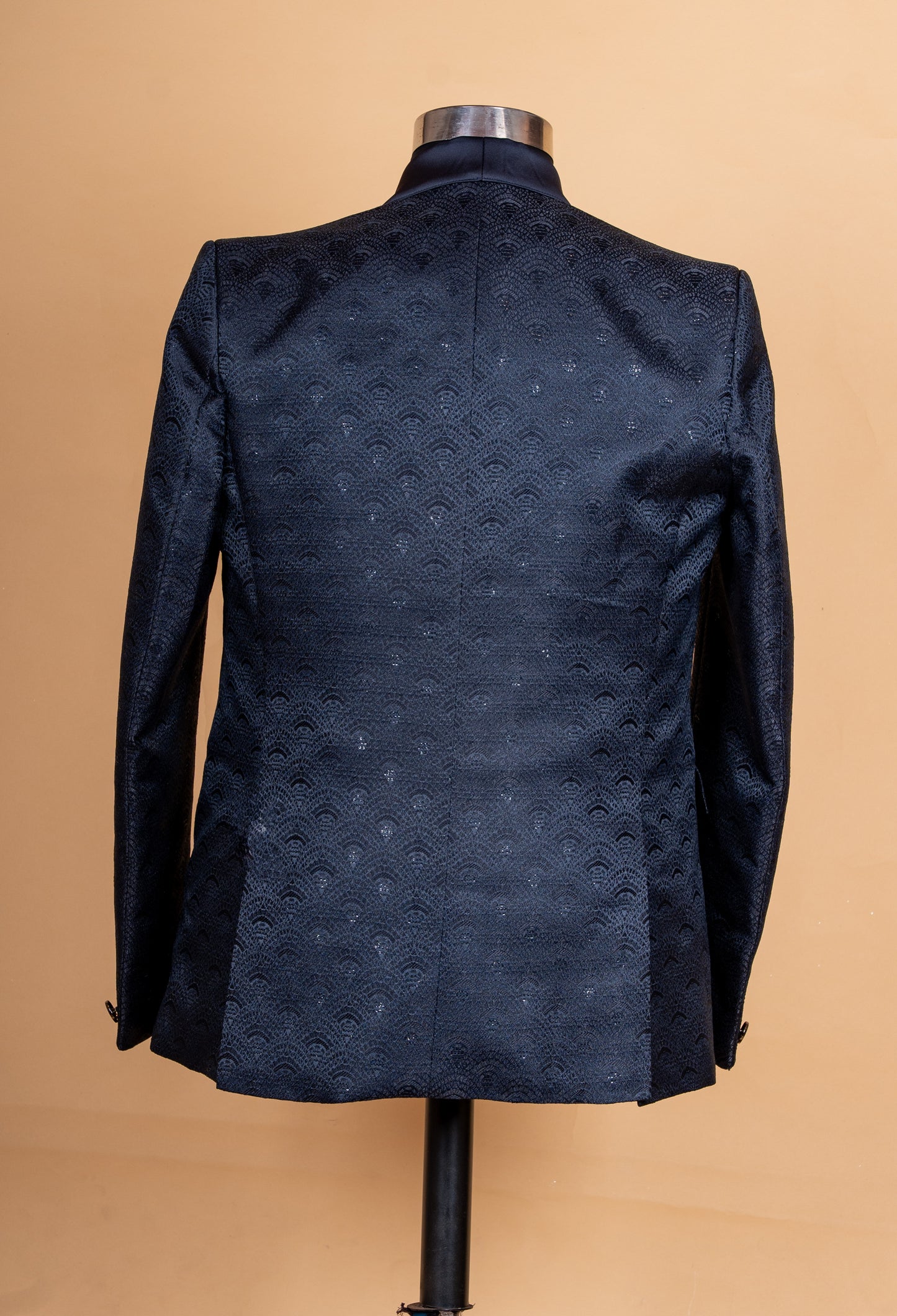 Premium Navy Blue Textured Tuxedo Suit for Men | Designer 3-Piece Wedding & Party Wear Suit