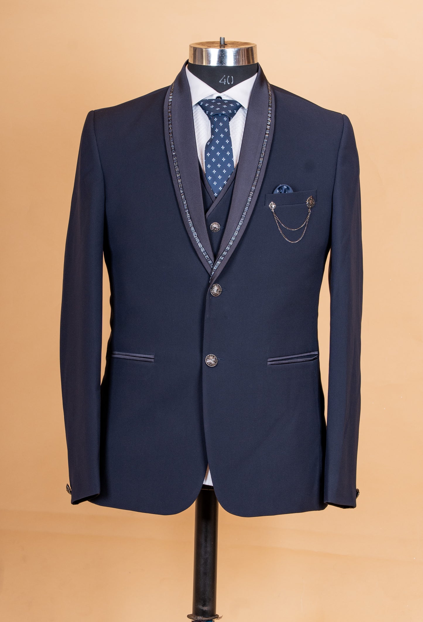 Classic Navy Blue 3-Piece Formal Suit for Men | Designer Wedding & Business Wear Suit Set