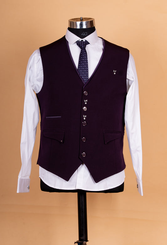 Wine purple textured three-piece tuxedo suit for men – product image 2