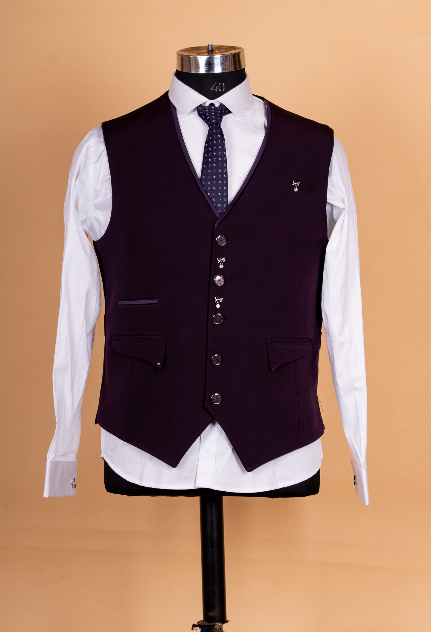 Luxury Wine Purple Textured Tuxedo Suit for Men | Designer 3-Piece Wedding & Party Wear Suit