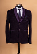 Luxury Wine Purple Textured Tuxedo Suit for Men | Designer 3-Piece Wedding & Party Wear Suit
