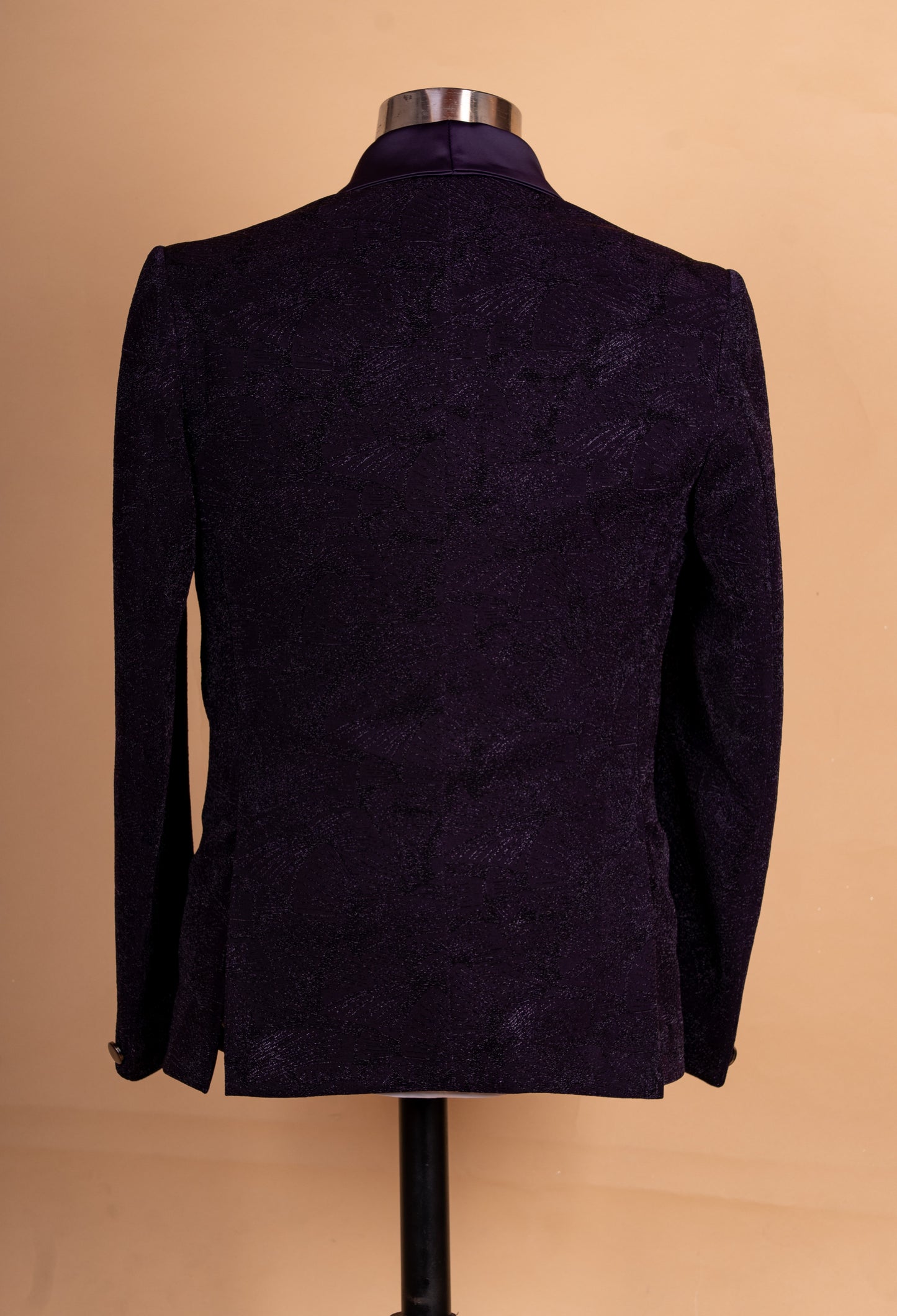 Luxury Wine Purple Textured Tuxedo Suit for Men | Designer 3-Piece Wedding & Party Wear Suit