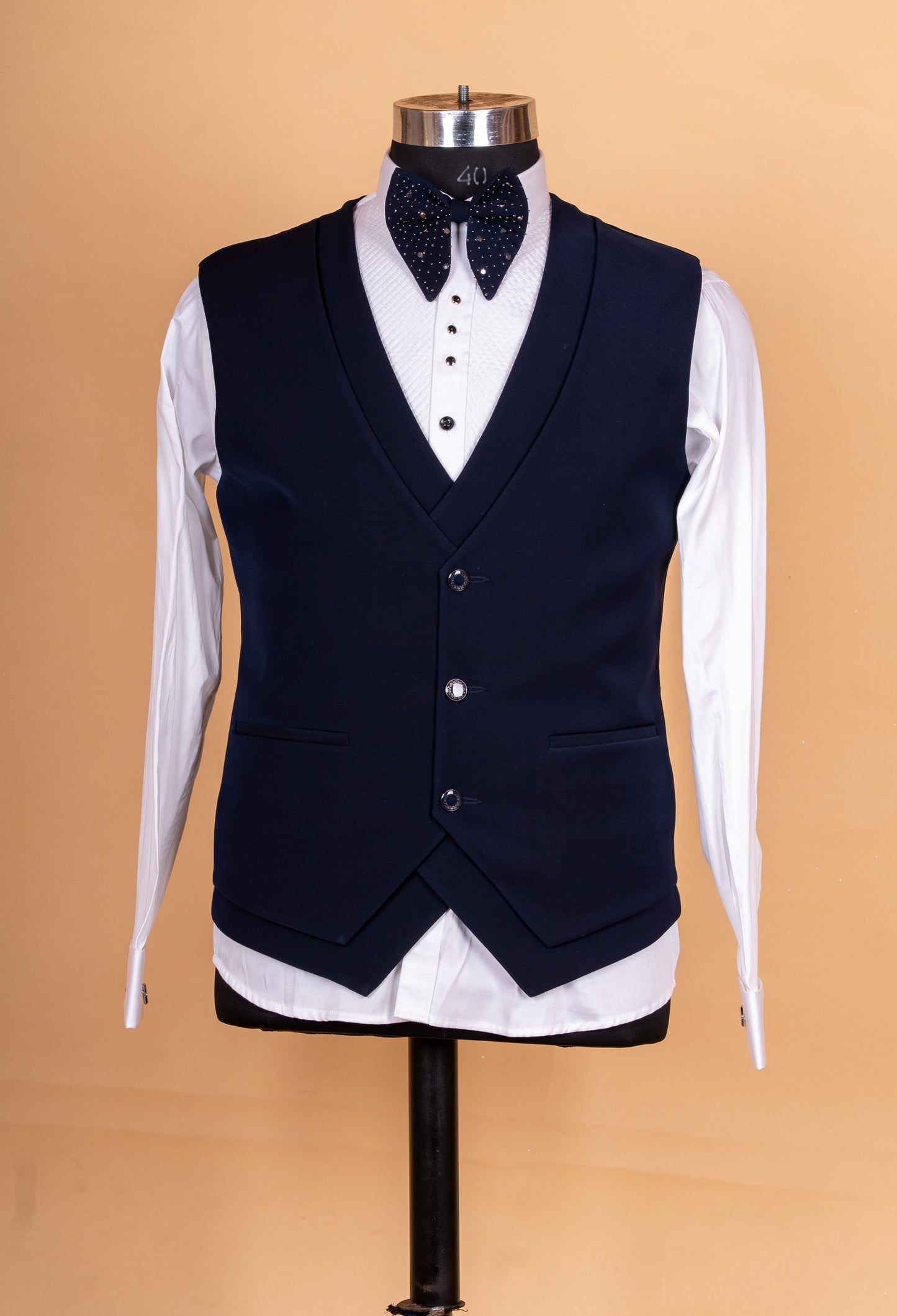 Premium Navy Blue Embellished Tuxedo Suit for Men | Designer Wedding & Party Wear Blazer Set
