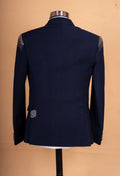 Premium Navy Blue Embellished Tuxedo Suit for Men | Designer Wedding & Party Wear Blazer Set