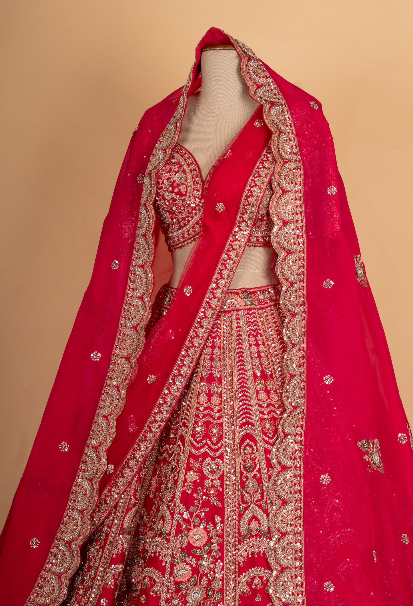 Bridal Red Heavy Embroidered Lehenga Choli with Net Dupatta | Designer Wedding Wear Lehenga