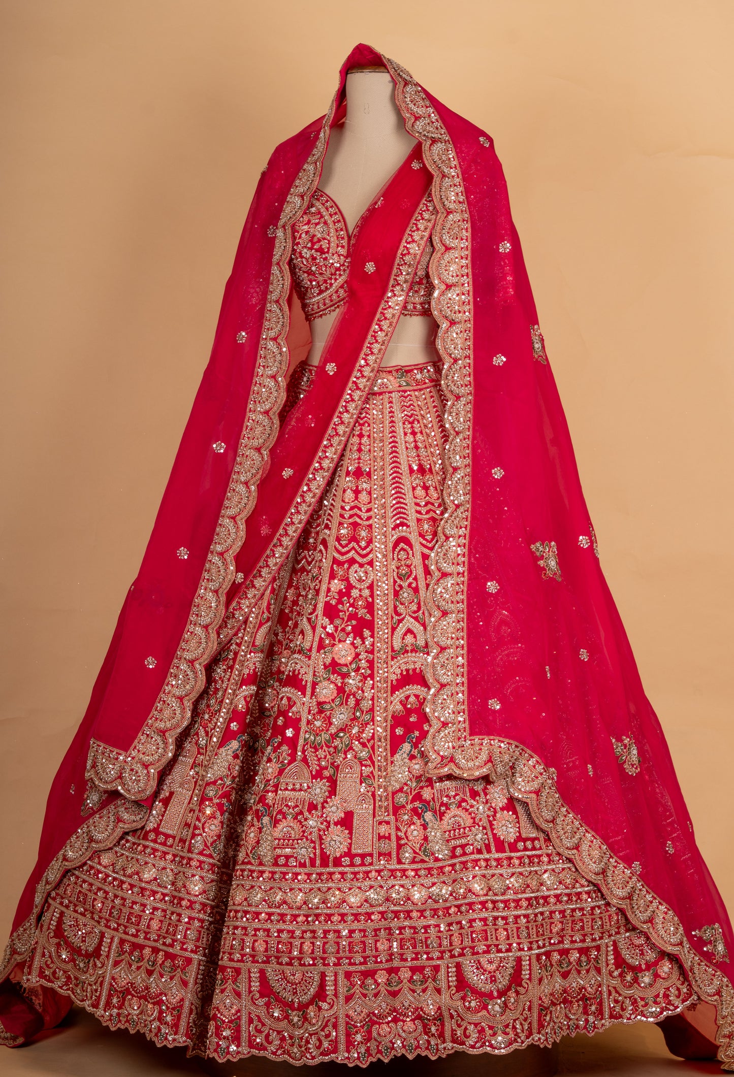Bridal Red Heavy Embroidered Lehenga Choli with Net Dupatta | Designer Wedding Wear Lehenga