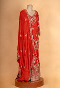 Elegant Red Embroidered Kurta Sharara Set with Dupatta | Designer Festive & Wedding Wear