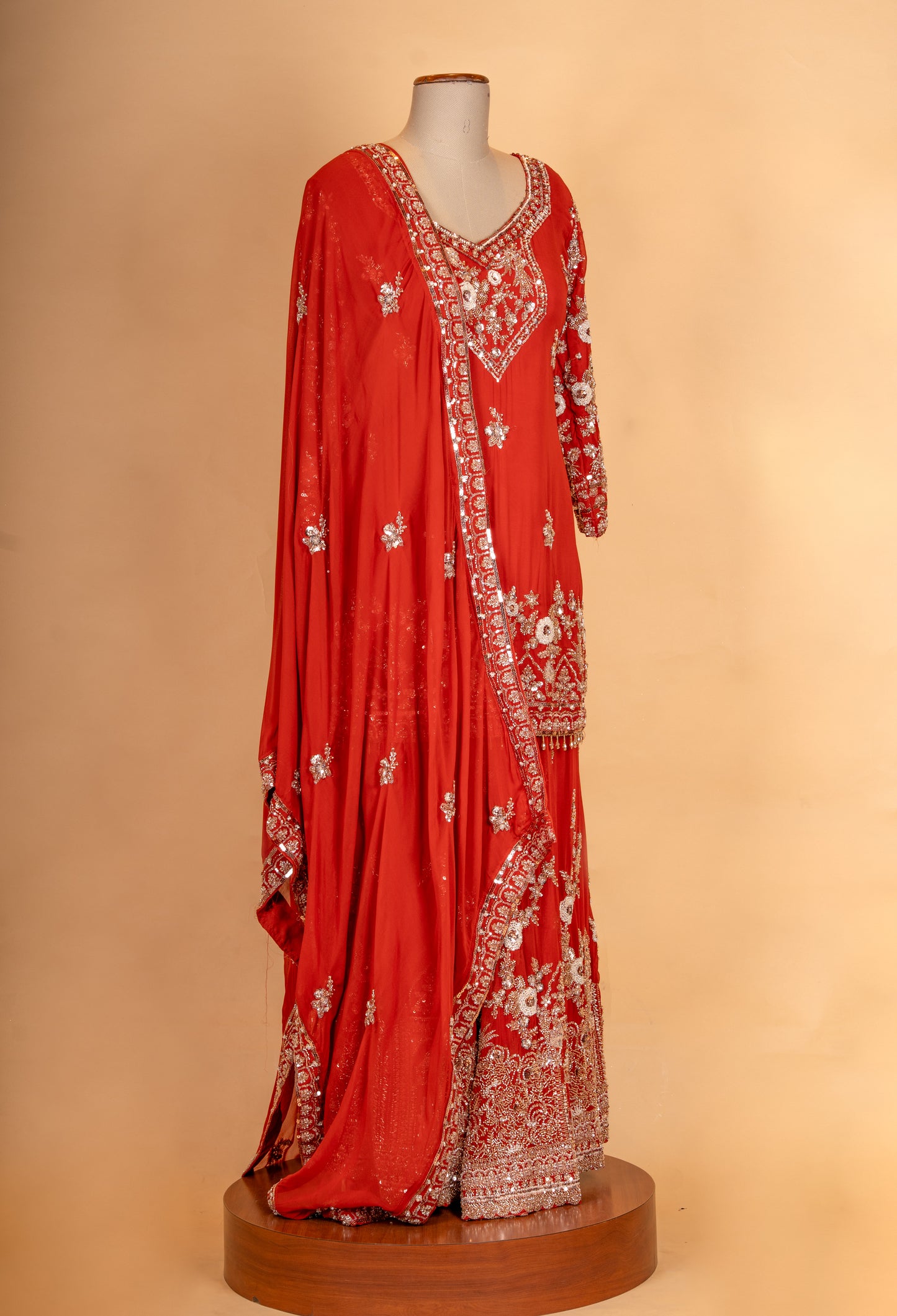 Elegant Red Embroidered Kurta Sharara Set with Dupatta | Designer Festive & Wedding Wear