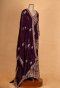 Elegant Wine Purple Embroidered Sharara Suit with Dupatta | Designer Festive & Wedding Wear