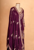 Elegant Wine Purple Embroidered Sharara Suit with Dupatta | Designer Festive & Wedding Wear