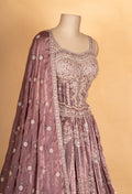 Designer Dusty Mauve Embroidered Lehenga Choli with Dupatta | Elegant Wedding & Festive Wear Lehenga