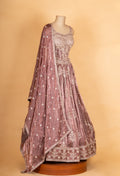 Designer Dusty Mauve Embroidered Lehenga Choli with Dupatta | Elegant Wedding & Festive Wear Lehenga