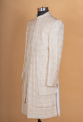 Luxury Cream Embroidered Sherwani Set for Men | Designer Wedding & Groom Ethnic Wear