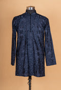 Midnight Blue Embroidered Indo-Western Sherwani Set for Men | Designer Festive & Wedding Wear
