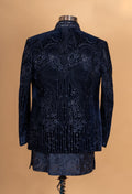 Midnight Blue Embroidered Indo-Western Sherwani Set for Men | Designer Festive & Wedding Wear