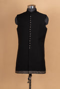 Black Embroidered Indo-Western Sherwani Set for Men | Designer Contemporary Wedding & Festive Wear