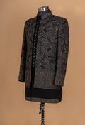 Black Embroidered Indo-Western Sherwani Set for Men | Designer Contemporary Wedding & Festive Wear