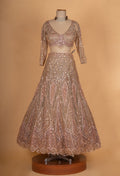 Rose Gold Sequined Bridal Lehenga Set with Net Dupatta | Designer Wedding & Reception Wear