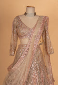 Rose Gold Sequined Bridal Lehenga Set with Net Dupatta | Designer Wedding & Reception Wear