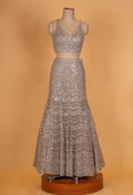 Champagne Gold Embroidered Lehenga Set with Sequins & Net Dupatta | Luxury Designer Bridal Wear