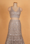 Champagne Gold Embroidered Lehenga Set with Sequins & Net Dupatta | Luxury Designer Bridal Wear