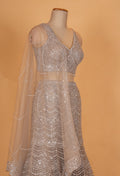 Champagne Gold Embroidered Lehenga Set with Sequins & Net Dupatta | Luxury Designer Bridal Wear