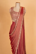 Rust Orange Embroidered Saree with Designer Blouse | Elegant Festive & Party Wear Saree