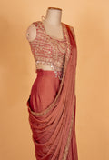 Rust Orange Embroidered Saree with Designer Blouse | Elegant Festive & Party Wear Saree