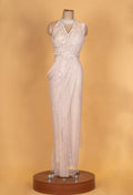 Champagne Gold Embellished Saree with Designer Halter Blouse | Contemporary Luxury Saree